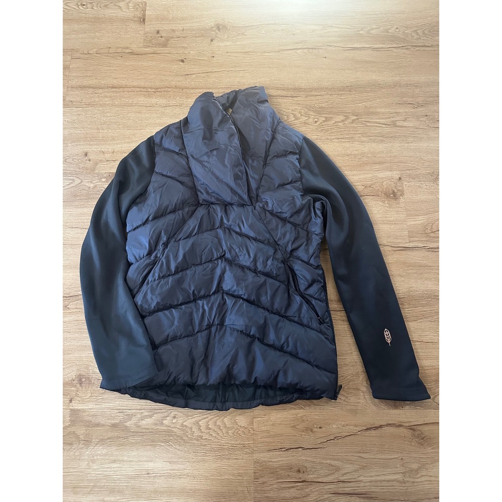 Indyeva Women's M Black Hybrid Down Puffer Softshell Jacket Shawl Collar